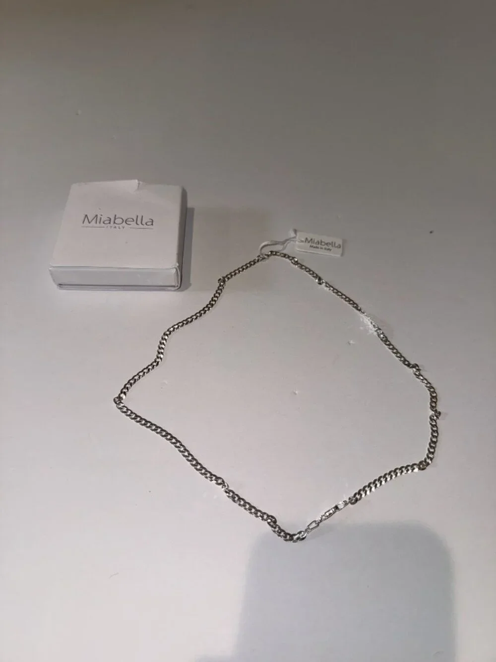 Miabella Made in Italy Curb Chain Necklace Silver Tone New with Box and Tag